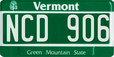 VT license plate NCD906