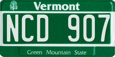 VT license plate NCD907