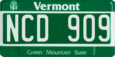 VT license plate NCD909