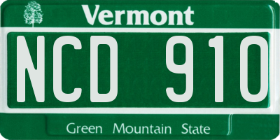 VT license plate NCD910