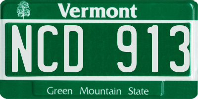 VT license plate NCD913
