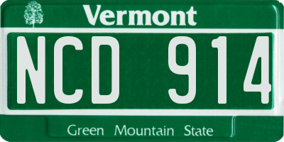 VT license plate NCD914