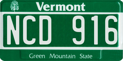 VT license plate NCD916