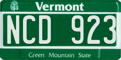 VT license plate NCD923