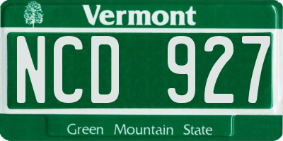 VT license plate NCD927