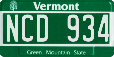 VT license plate NCD934