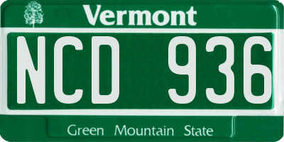 VT license plate NCD936