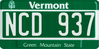 VT license plate NCD937