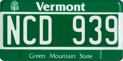 VT license plate NCD939
