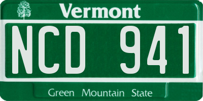 VT license plate NCD941