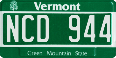 VT license plate NCD944