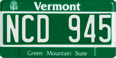 VT license plate NCD945