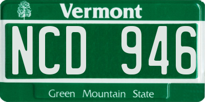 VT license plate NCD946