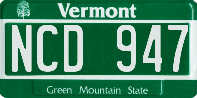 VT license plate NCD947