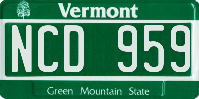 VT license plate NCD959