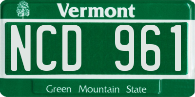 VT license plate NCD961