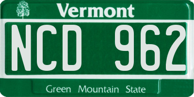VT license plate NCD962