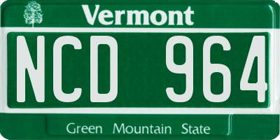 VT license plate NCD964