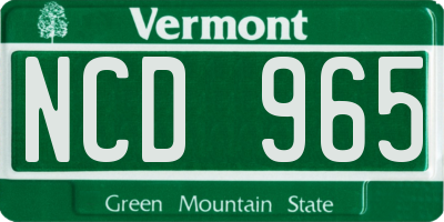 VT license plate NCD965