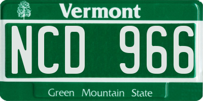 VT license plate NCD966
