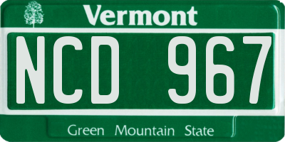 VT license plate NCD967