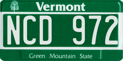VT license plate NCD972
