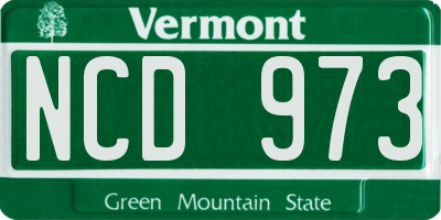 VT license plate NCD973