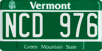 VT license plate NCD976
