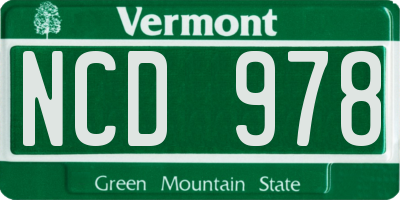 VT license plate NCD978