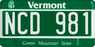 VT license plate NCD981