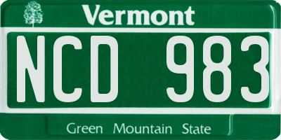 VT license plate NCD983
