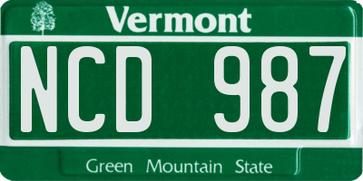 VT license plate NCD987