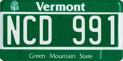 VT license plate NCD991