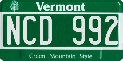 VT license plate NCD992