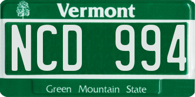 VT license plate NCD994