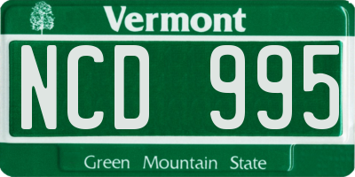 VT license plate NCD995