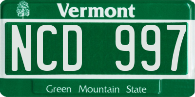 VT license plate NCD997
