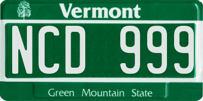 VT license plate NCD999