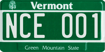 VT license plate NCE001