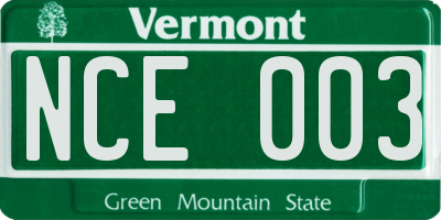 VT license plate NCE003