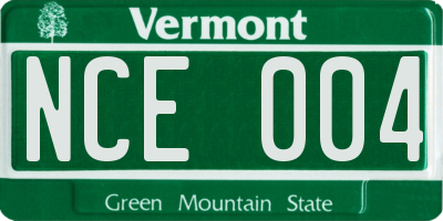 VT license plate NCE004