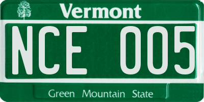 VT license plate NCE005
