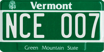 VT license plate NCE007