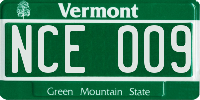 VT license plate NCE009