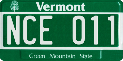 VT license plate NCE011