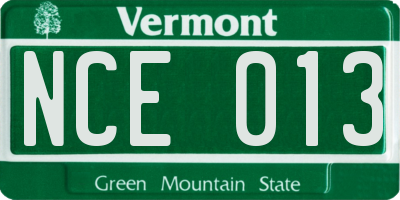 VT license plate NCE013