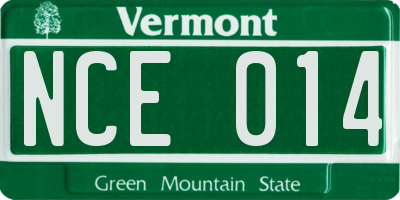 VT license plate NCE014