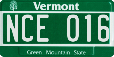 VT license plate NCE016