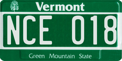 VT license plate NCE018