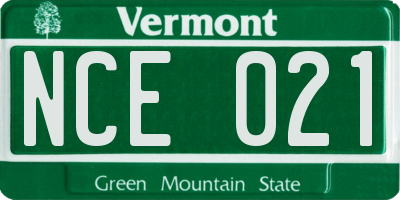 VT license plate NCE021
